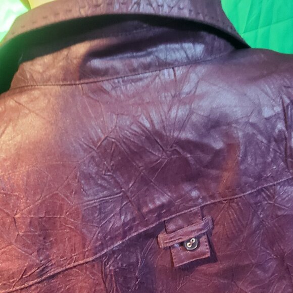 Marie claire women's long sleeves shirt leather effects button down crimson red - Picture 7 of 12